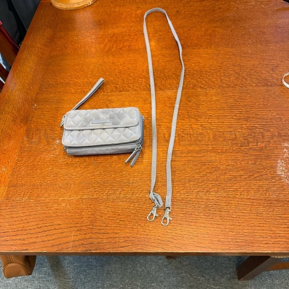 Vera Bradley Gray Quilted Wristlet with Zipper Closure removable straps